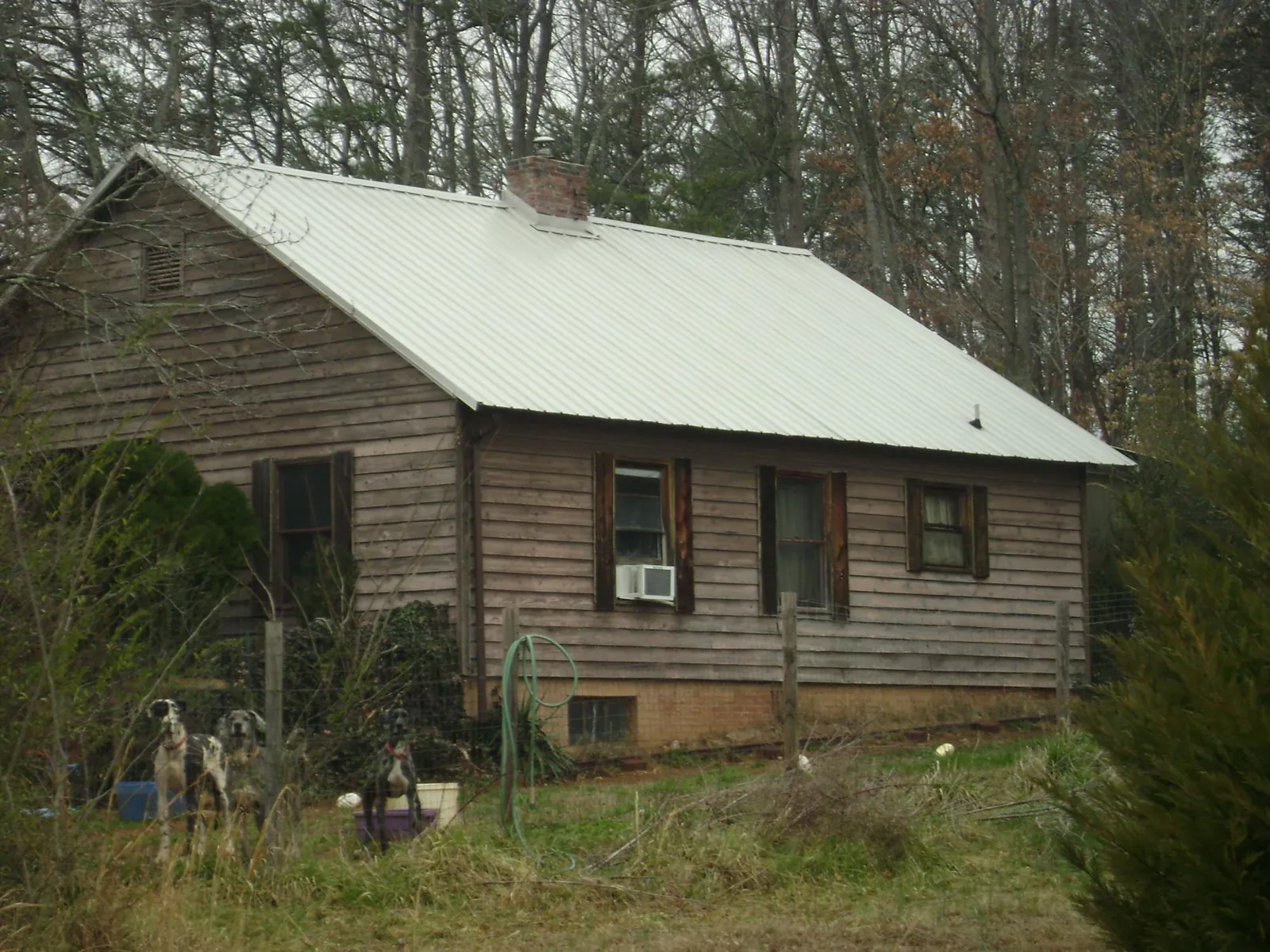White metal roof on an old wood sided farmhouse, from a Metal Roof Installation job in Walhalla